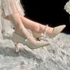 Elegant Trendy Princess Style Pointed High Heels Women's Shoes Light Luxury Versatile Fine Heels  Single Dreamy Fashionable