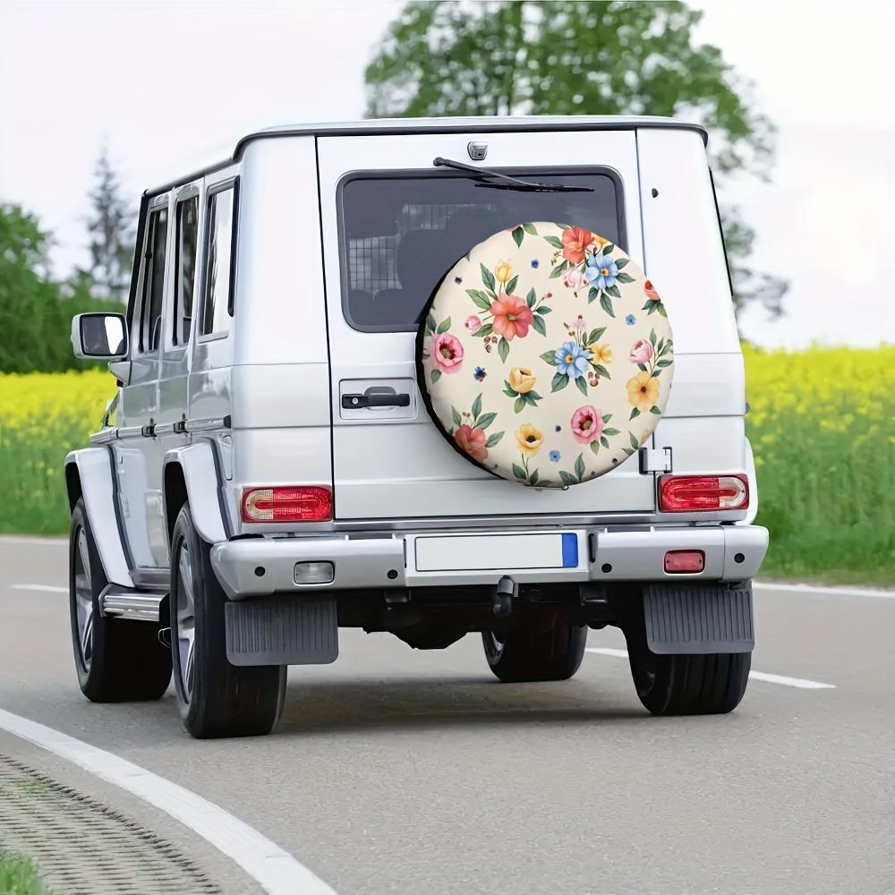 Floral Pattern Spare Tire Cover Waterproof Polyester Wheel Protector Decoration for SUV Truck
