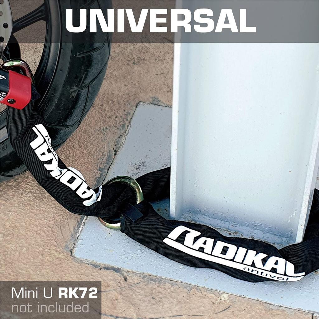 RADIKAL RK14120L Premium Motorcycle Hardened Steel Loop Textile Padlock Chain for Garage Container Bike Anti-Theft Chain, ø14mm/0.5" Links,