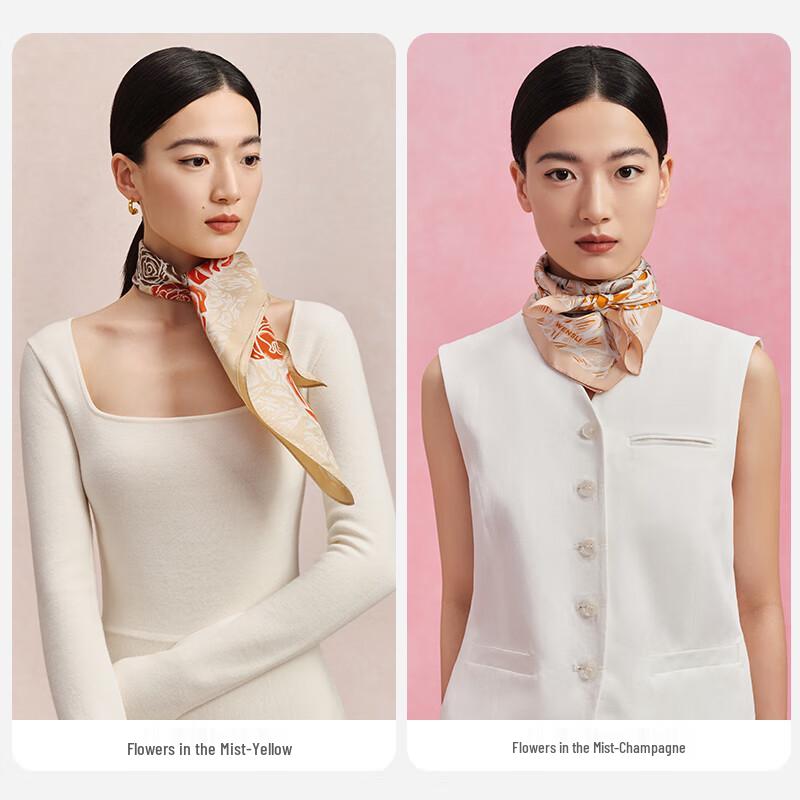 WENSLI Women's 'Mist Exploring Flowers' Mulberry Silk Scarf