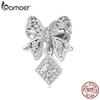BAMOER 925 Sterling Silver Dainty Lace Bow Charms Fit for Women DIY Original Bracelet & Bangle Luxury Stone Pendant Fine Jewelry