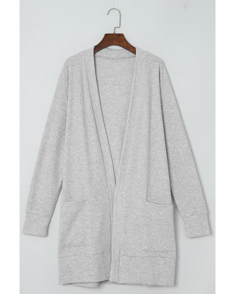 Azura Exchange Бежевый термовафельный кардиган с карманами