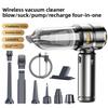 Беспроводной интегрированный многофункциональный ручной автомобильный пылесос высокой мощности - USB-зарядка, пылесборник со сжатым воздухом, фен