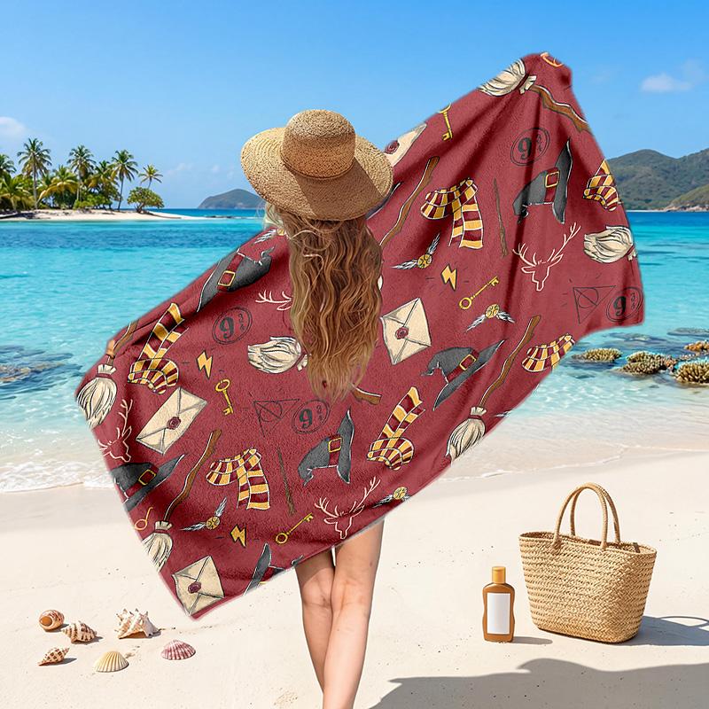 Harry Potter Printed Swim Towel, Portable Water Absorbent Towel for Beach Camping Daily Bathroom Use