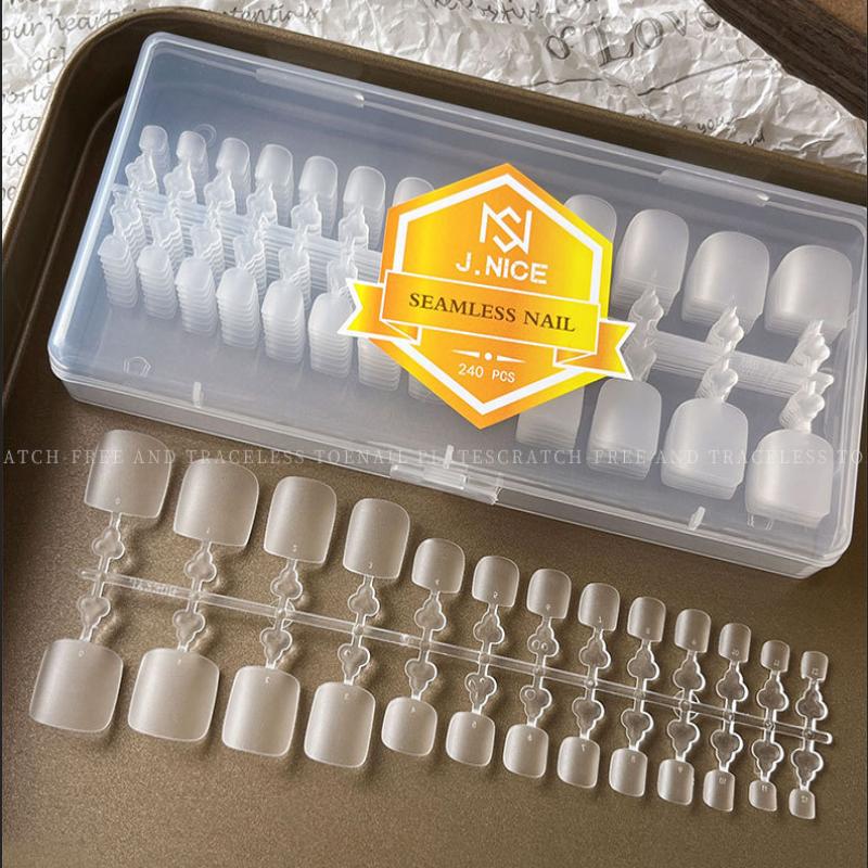 Matte Short Square Press-On Toenails 260Pcs Full Set Natural Fake Toenail Tips for Beginners DIY Nail Art