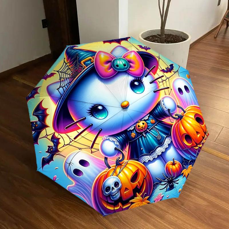 1pc Halloween Hello Kitty Automatic Open/Close Umbrella, Lightweight Design for Everyone, Halloween & Christmas Gifts - Ideal for Daily, Formal, Party