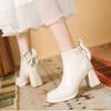 New Round Toe Square Heel Bow Decoration Fashion Women's Shoes Elegant Wear-resistant Casual Comfortable Short Boots