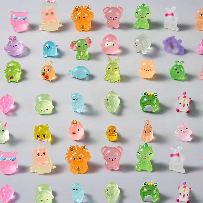 10/20/30/60PCS Glow In The Dark Mini Resin Animals Blind Bags Fairy Garden Decor Micro Landscape Surprise Blind Box Gifts Random