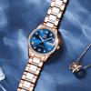OLEVS Women's Stylish Mechanical Wristwatch with Date Display, Popular Fashionable Dial, and Bracelet, Ceramic Watch, Blue