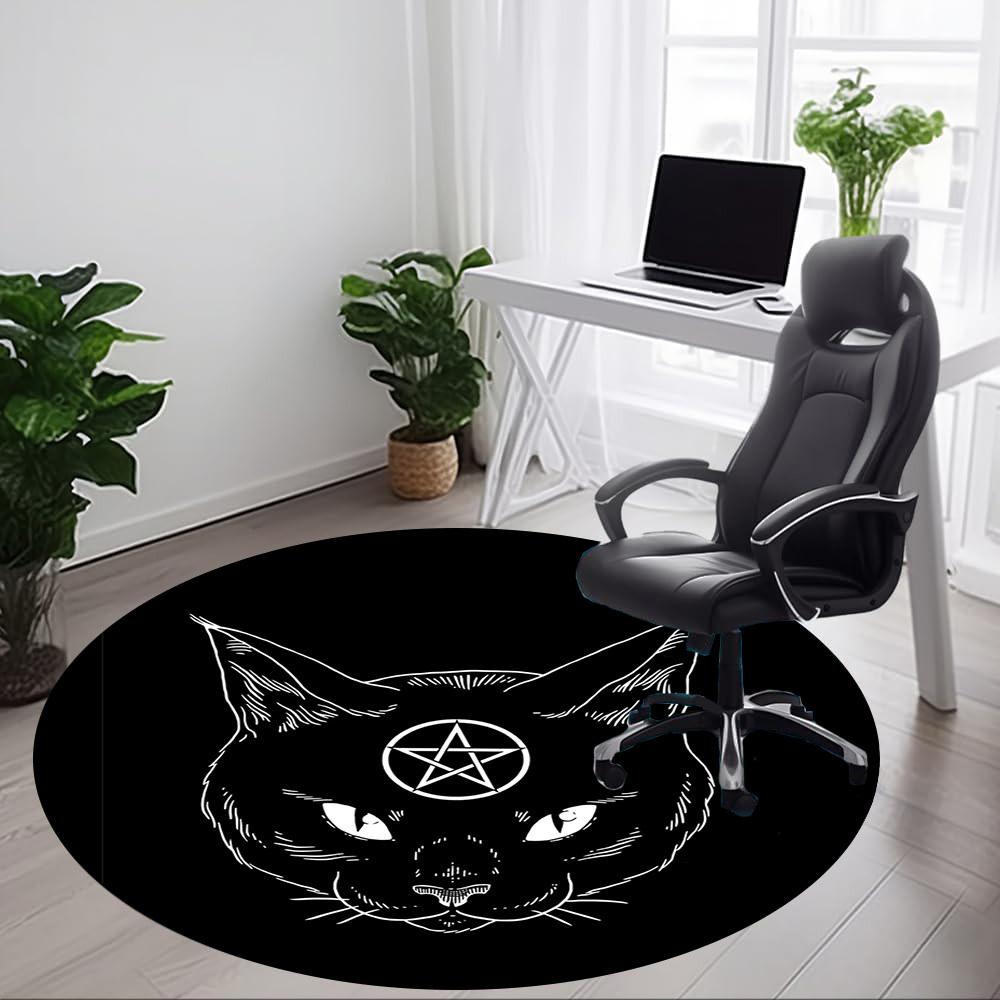 1pc Witchcraft Magic Cat Office Round Area Rug, Under Office Chairs Bedroom Living Room Home Decor, Room Deco, Available in Various Sizes