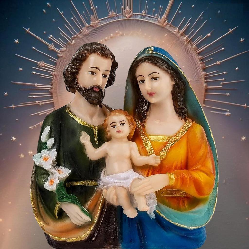 Holy Family Statue Christian Showpiece Figurine Gifts for Home Decor God Idol House Warming Wedding Anniversary,