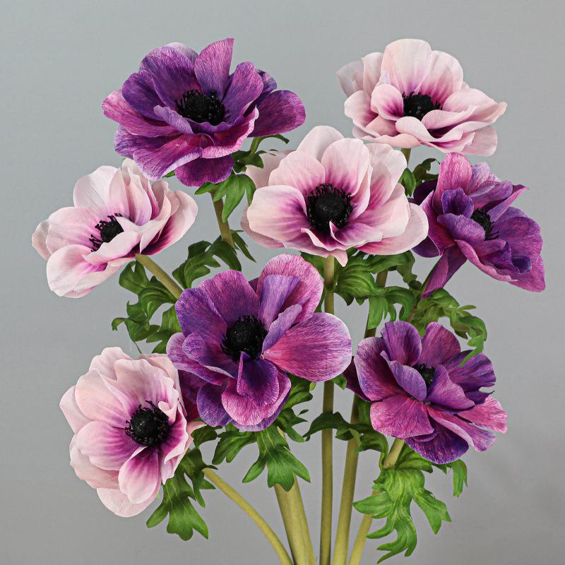 Искусственная ветка Real Touch Искусственные цветы Садовый декор Имитация цветка Розовая анемона Балконное украшение