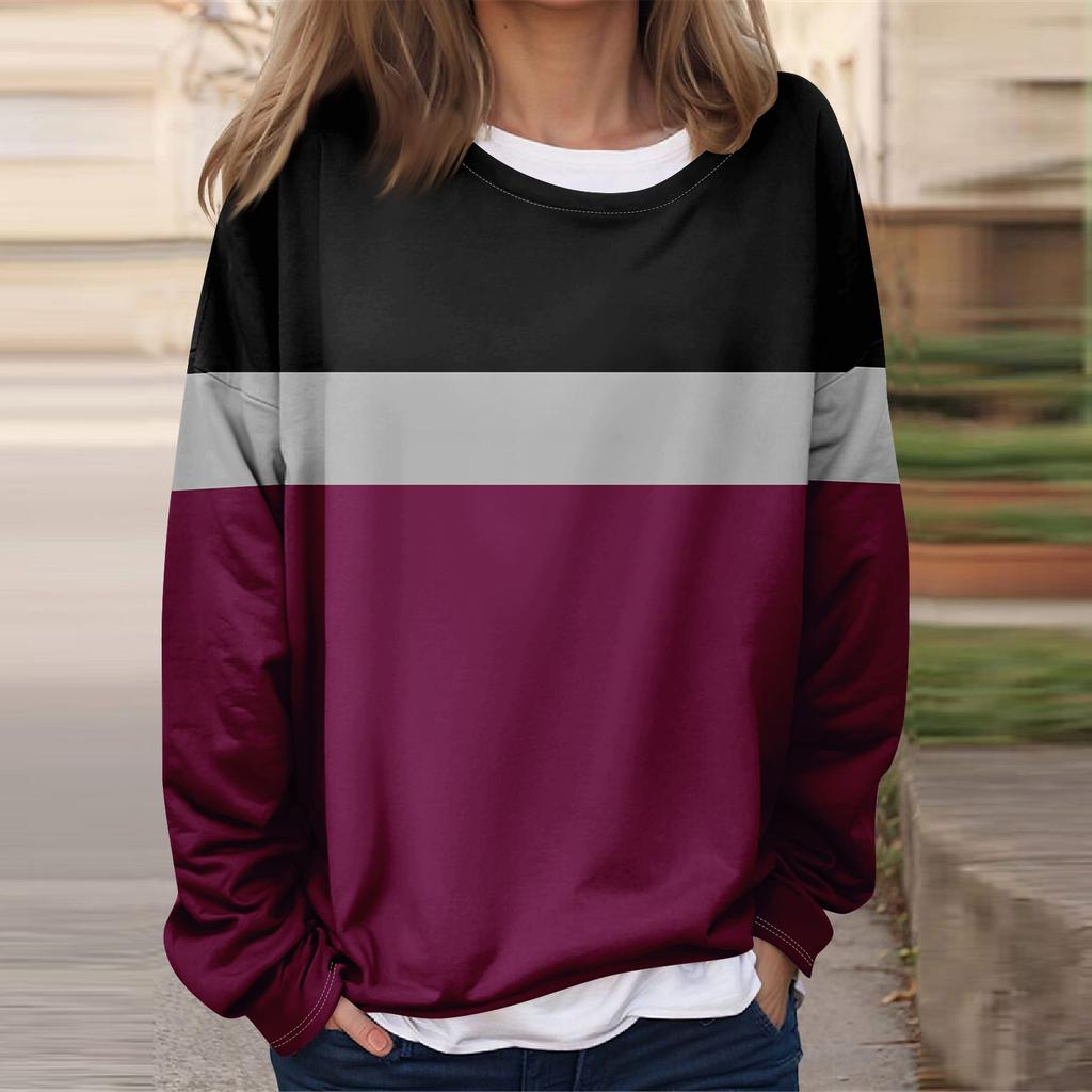 Женская повседневная модная винтажная печатная толстовка с длинным рукавом и круглым вырезом, многослойный пуловер