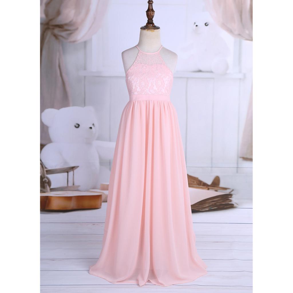 Детское кружевное шифоновое платье для девочек с высокой талией, подарок на день рождения, бальное платье, вечернее платье для выпускного вечера, свадебное платье подружки невесты