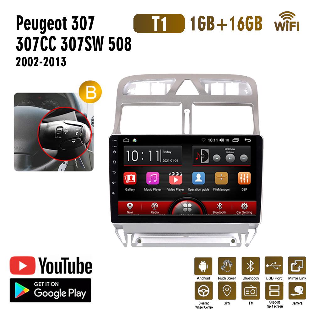 Автомобильный радиоприемник с GPS-навигацией на базе Android для Peugeot 307 307CC 307SW 2002-2013, мультимедийный стерео Wi-Fi видео 2din 2 DIN Carplay 2 + 32 ГБ