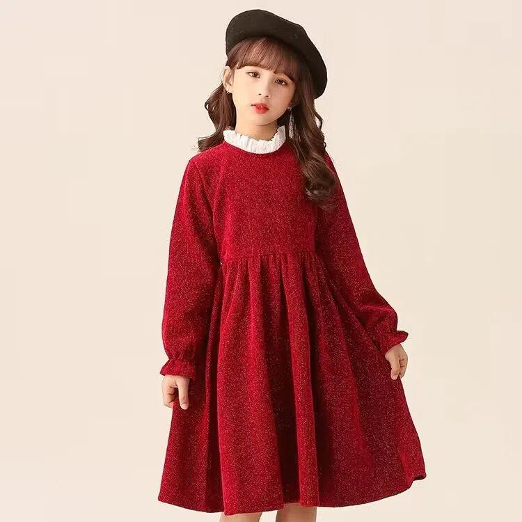 Зимнее красное платье принцессы: Стильный новогодний наряд для маленьких девочек