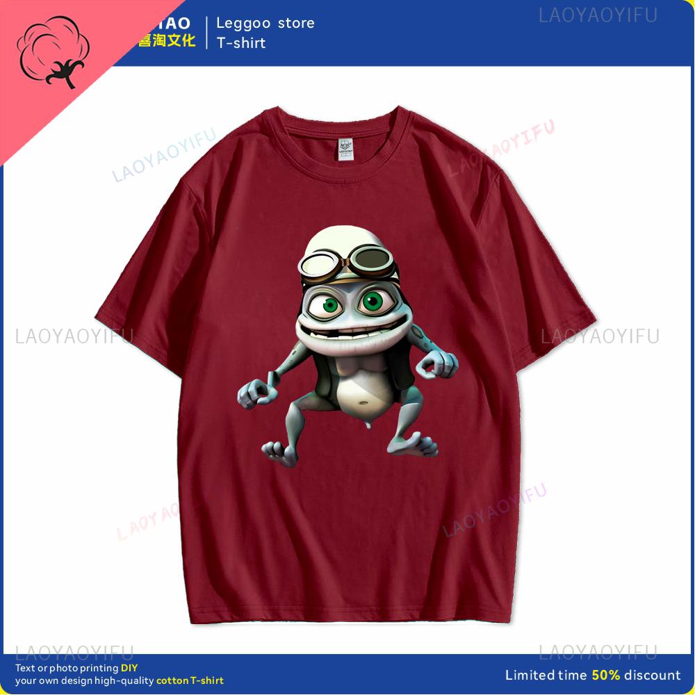 Футболка Crazy Frog Футболка Crazy Frog Хлопковая Футболка с принтом Короткий рукав Повседневная Мужская Милая Футболка Хип-хоп Харадзюку Стритвир