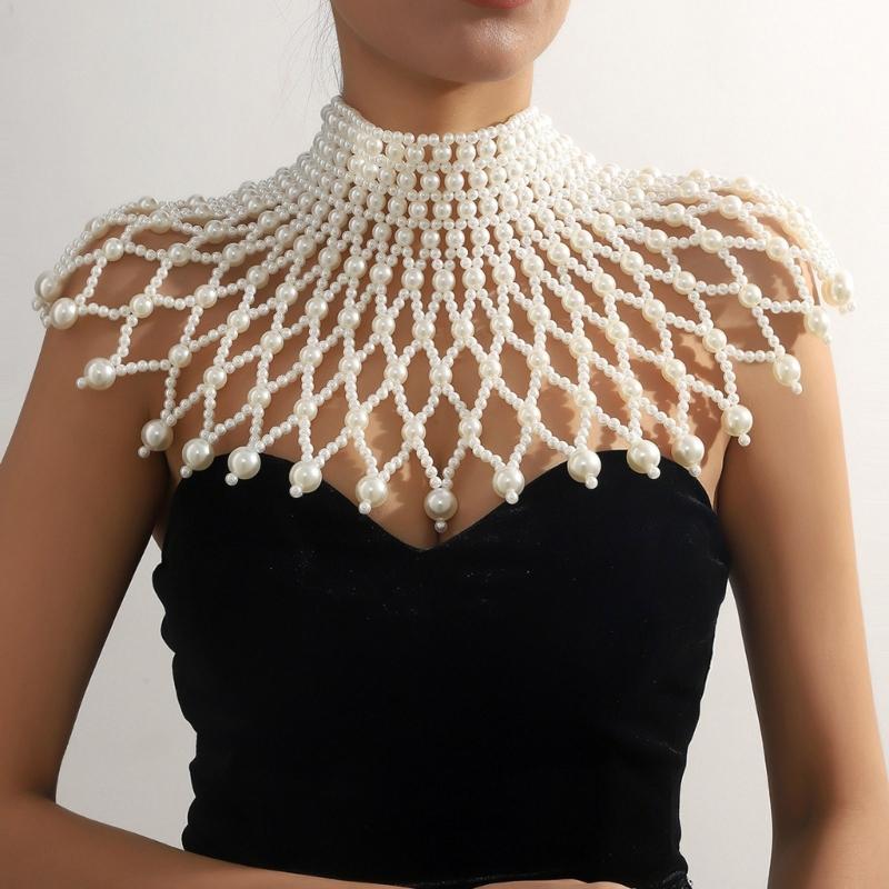 Флэппер Полированные Жемчужины Колье Ожерелье Роскошная Цепочка для Тела Ювелирные Изделия Костюм Идола Винтажные Жемчужины для Танцовщицы Идола