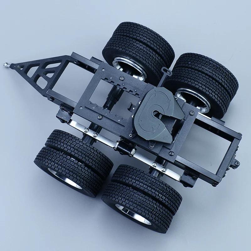 All Metal 1&2 Axles Trailer with Traction Fifth-wheel for 1/14 Tamiya RC Truck SCANIA 770S VOLVO FH16 BENZ MAN LESU Car