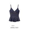 Araltay New Arrival Fashion Style Women's Clothing Fashion All-Match Minimalist Twill Ruffled Spaghetti Straps Tops 0858263