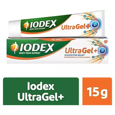 Iodex Ultra Gel+ 15ГМ Обезболивающий гель для боли в шее, плечевом суставе и спине с быстрым впитыванием