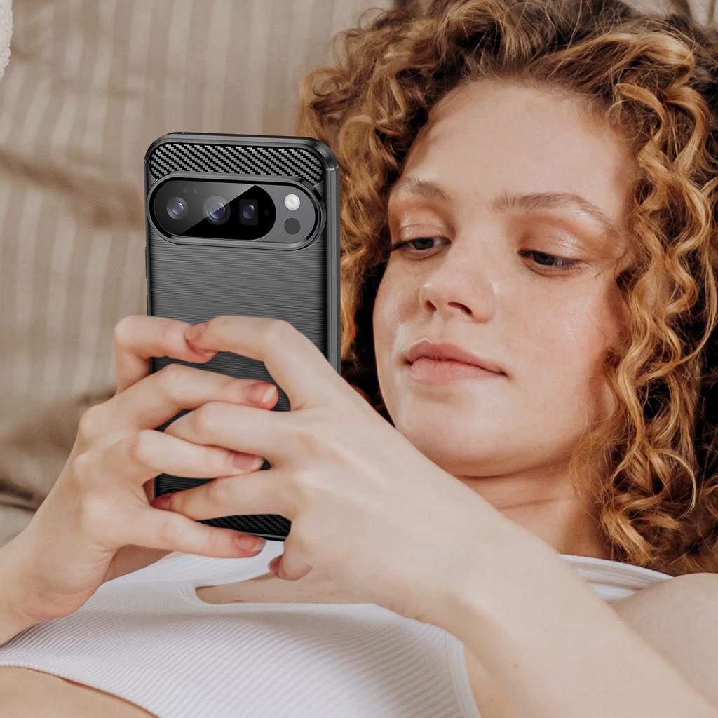 For Google Pixel 10/10 Pro Case Protective Phone Cover Carbon Fiber Texture Brushed