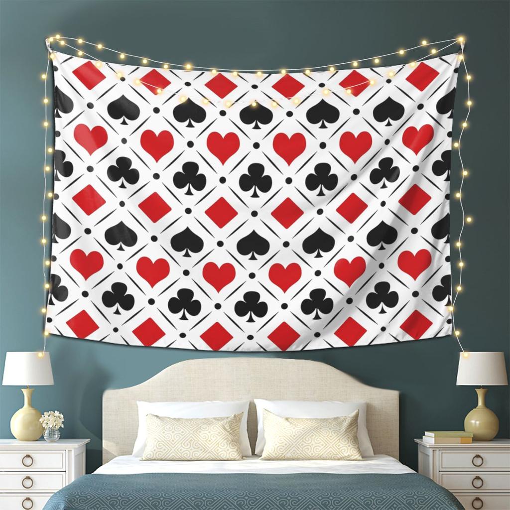 Playing Card Suits Symbols Poker Tapestry Wall Hanging Aesthetic Home Decoration Tapestries for Dorm Room