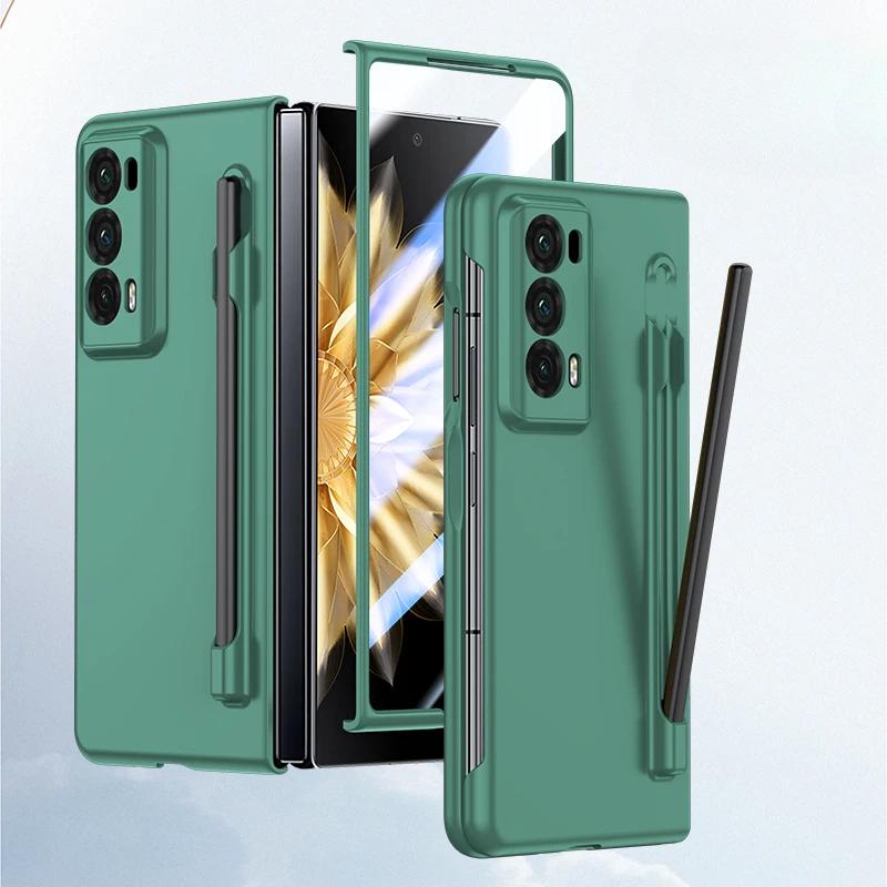 Роскошный защитный чехол для Honor Magic V2, матовый, с прозрачным экраном и однотонной задней крышкой из ударопрочного жесткого пластика