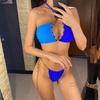 Сексуальный халтер металлические кольца высокий вырез бикини женский купальник женский купальник из двух частей комплект бикини купальный костюм купальный костюм