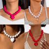 Personality Exaggerated Big Round Bead Punk Collar Collarbone Chain Creative Peach Heart Pendant Beaded Neck Chain Women