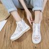 Women's Spring and Summer Hollowed Out Mesh Boots Breathable Roman Shoes Lace-up Casual High Boots Splicing Breathable Short Boots
