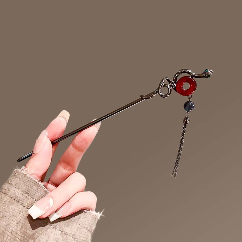 Vintage Crystal Snake Butterfly Hair Sticks for Women Chinese Style Hairpin Disk Hair Chopsticks Charm Metal Hair Accessories