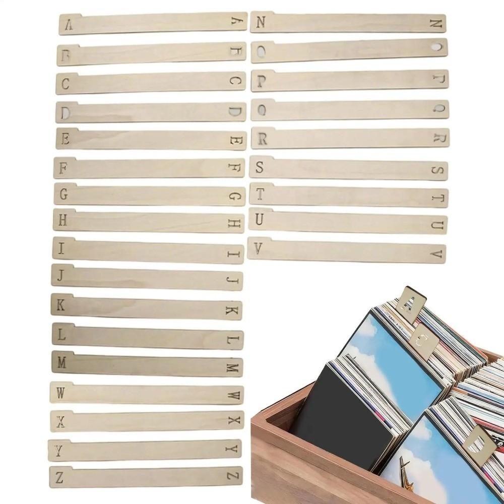 Alphabetical a-Z Vinyl Record Dividers Wooden Record Index Card Dividers File Dividers  Media Shelf