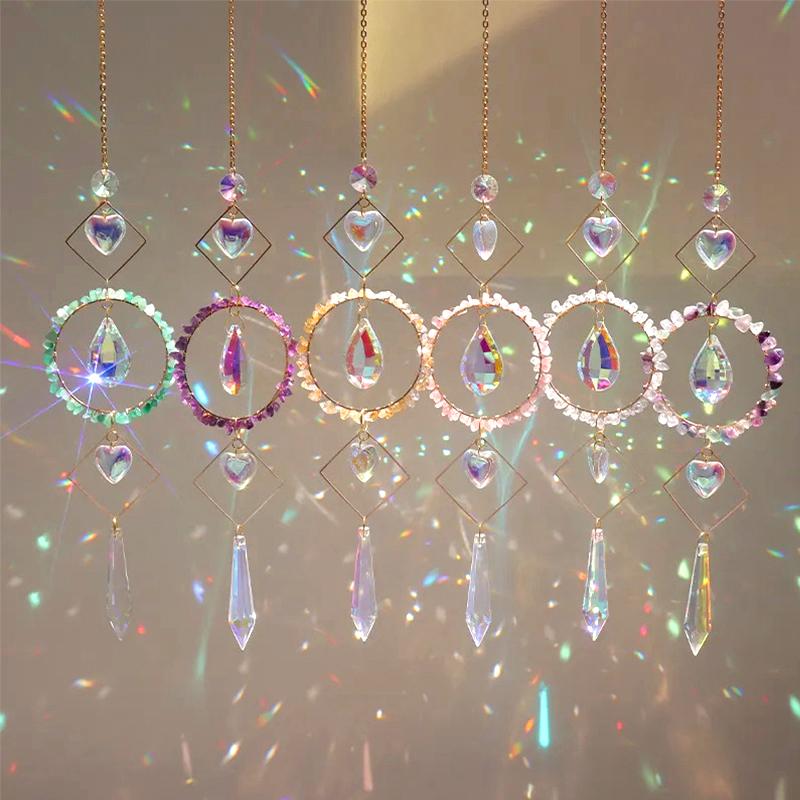 Crystal Suncatcher Wind Chimes Decoration Outdoor Garden Wind Music Rainbow SunCatcher Pendant Wall Hanging Ornament Home Decor