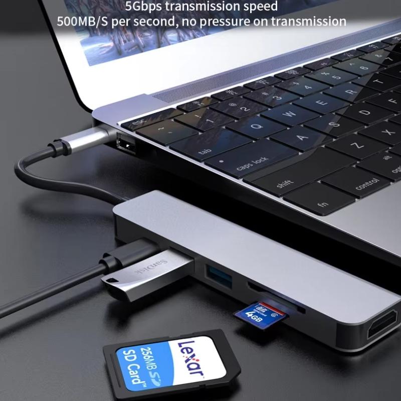 USB-C хаб на 5/6/7 портов с 4K HDMI, быстрой зарядкой PD, USB 3.0 2.0, док-станция Type C для MacBook iPad Samsung
