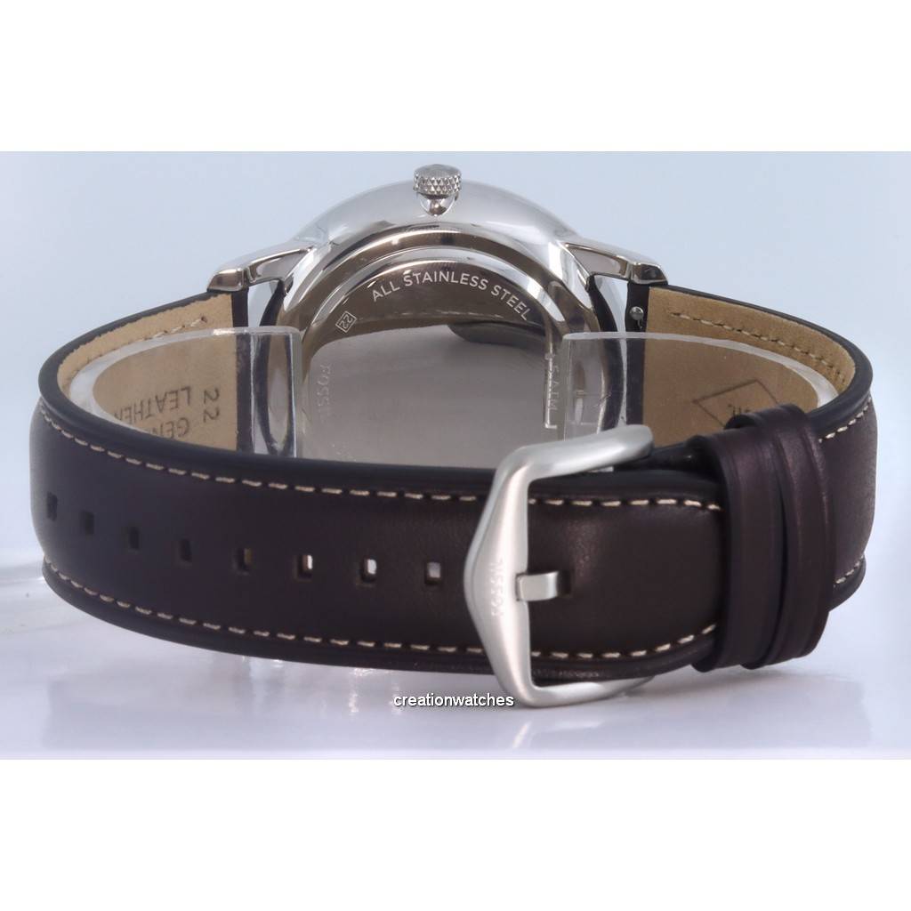 Fossil Нейтра минималистичные кварцевые мужские часы с серебряным циферблатом и фазой Луны FS5905