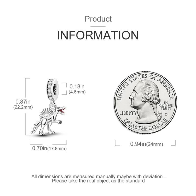 Медь Юрский Ти-Рекс Летающий Дракон Шарм Подвеска Бусины Подходят для Оригинального Браслета Для Женщин Изготовление Ювелирных Изделий