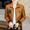 Кожаная куртка мужская осенне-зимняя новая корейская модная тонкая и красивая молодежная повседневная универсальная плюс бархатная утолщенная кожаная куртка