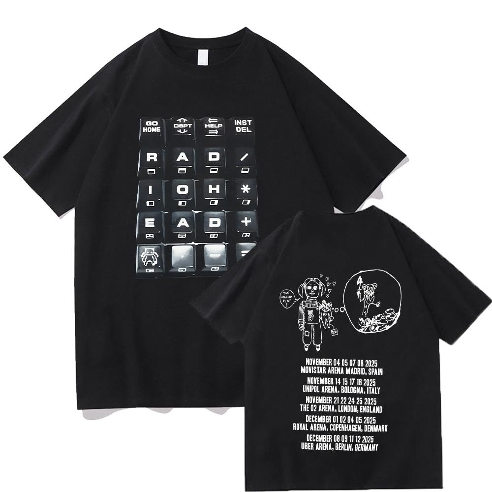 Футболка Radiohead 2026 Black Tour Модные футболки рок-группы Мужские Женские Хлопковые Свободные Топы Уличная одежда Летняя Одежда с коротким рукавом