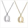 Women Clear Zircon 26 Letters Pendant Necklace Stainless Steel Gold A-Z Alphabet Choker Initial Necklaces Jewelry