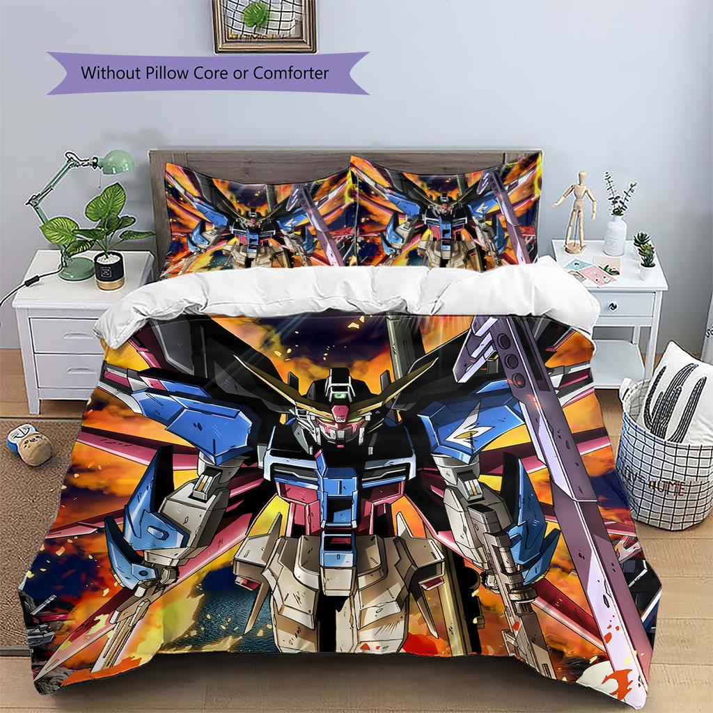 Mobile Suit Gundam Epic Battle Bedding Set Duvet Cover Pillowcase No Filler, Soft Home Bedroom Decor, Perfect Gift for Fans.chl
