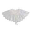 Elegant Embroidery False Collar Floral Lace Bowknot Lace-Up Scarf Detachable Chiffon Pleated Collar Women