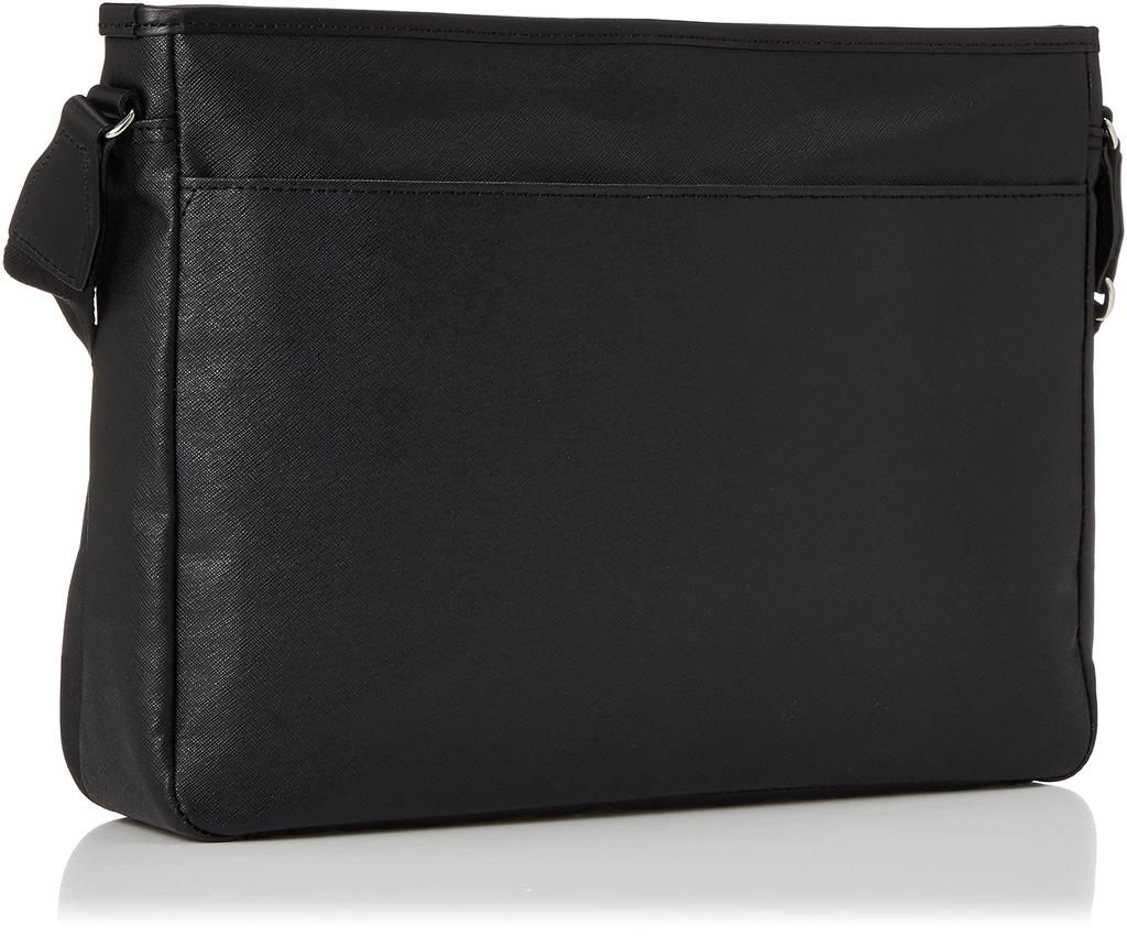 Ultima Tokyo Silvio Men's Sacoche Shoulder Bag, Cotton Canvas and Cowhide Leather, Water-Repellent, No. 59644, Black, H25 x W34 x D6cm