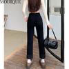 MODIQUE, весенние большие размеры, новые женские винтажные эластичные прямые длинные джинсы с высокой талией, женские базовые повседневные брюки, брюки