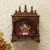 Handcrafted Wooden Wall Hanging Temple: Copper Pooja Mandir