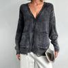 Street Do Old Washed Ragged Wool Knit Cardigan Jacket Women Vintage American Placket Pockets Knited Jempers Autumn And Winter Models