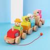 Cross-border children's wooden three-section tractor train, animal pairing assembly color cognition early childhood education building block toy