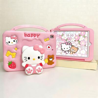 Для iPad 9 8 7-го Air 2 3 4 5 Mini 6 10.9 Pro A16 11-дюймовый детский чехол Мультяшный Hello Kitty Подставка Силиконовый Защитный чехол для планшета