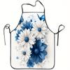 1pc Blue & Butterfly Apron - Sleeveless Lightweight Polyester Kitchen Baking Apron with Smock, Durable & - for Cooking, Baking, Crafting, Suitable for