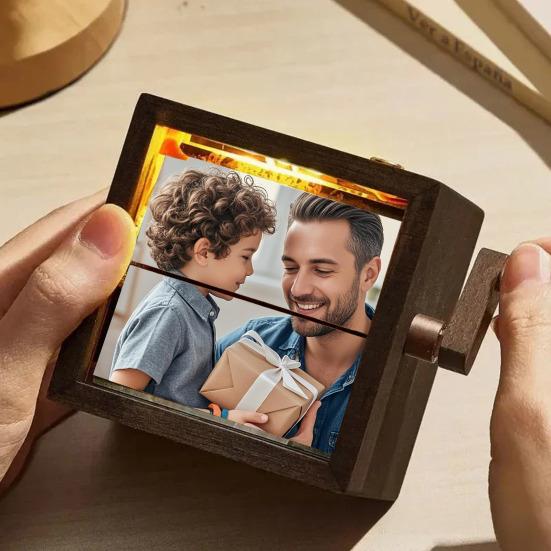 Персонализированная коробка-анимация Flipbook со встроенной подсветкой, ручной альбом для 8/16 фотографий, деревянная рамка, уникальный подарок для воспоминаний и дома
